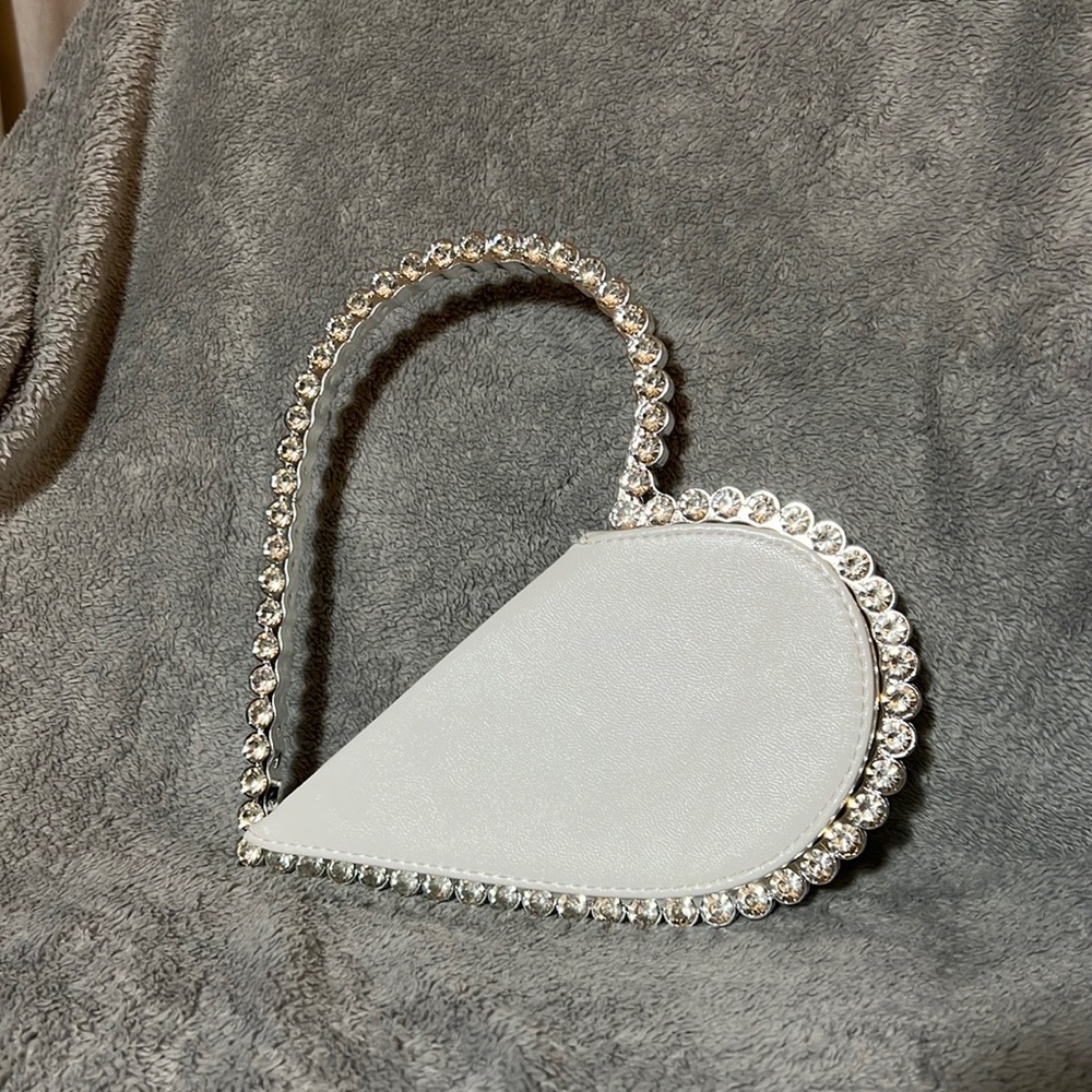 White heart shaped bag